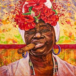 Vieja Fumando 120x120cm Acr lico Canvas 2022